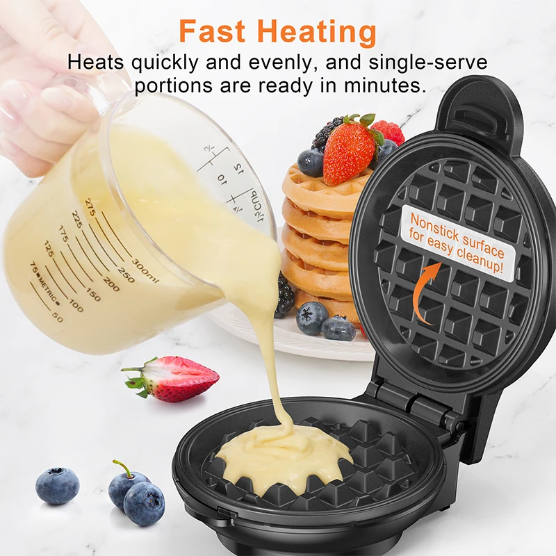 Crownful 350W Mini Waffle Maker Electric Breakfast Maker Multi Functional Sandwich Cake Maker Dessert Cooking Machine Toaster