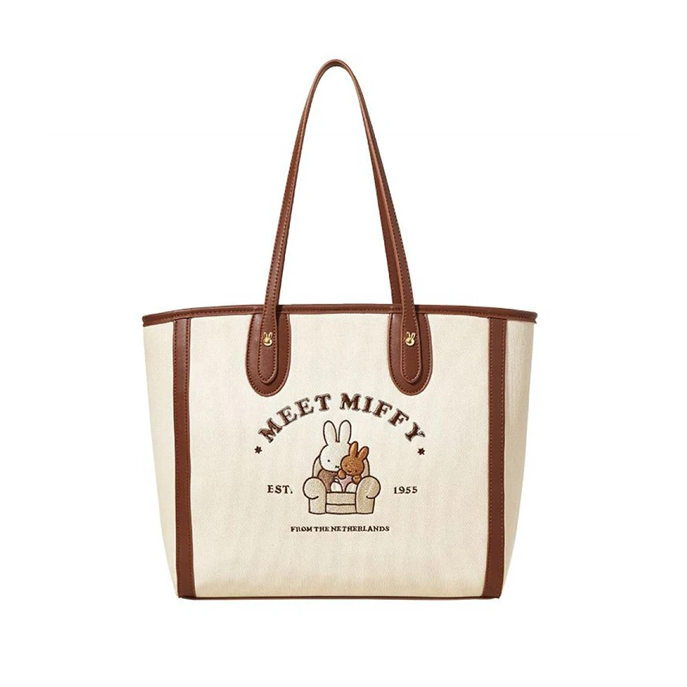 Torba na ramię Miffy, urocza dziewczęca torba o dużej pojemności, modna i uniwersalna torba pod pachę, torba z wykwintnym haftem.