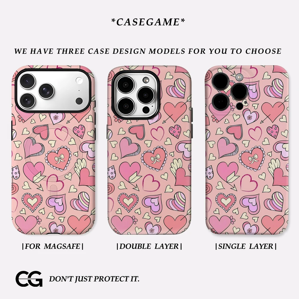 Blush Heart Collage IPhone 17 Handyhülle für 16 15 14 Plus 13 12 17 Pro Max, stoßfeste doppellagige Rückseite