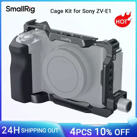 Arca-Type 4257용 퀵 릴리스 플레이트가 있는 Sony ZV-E1용 케이스용 실리콘 그립 및 케이블 클램프가 포함된 SmallRig ZV-E1 케이지 키트