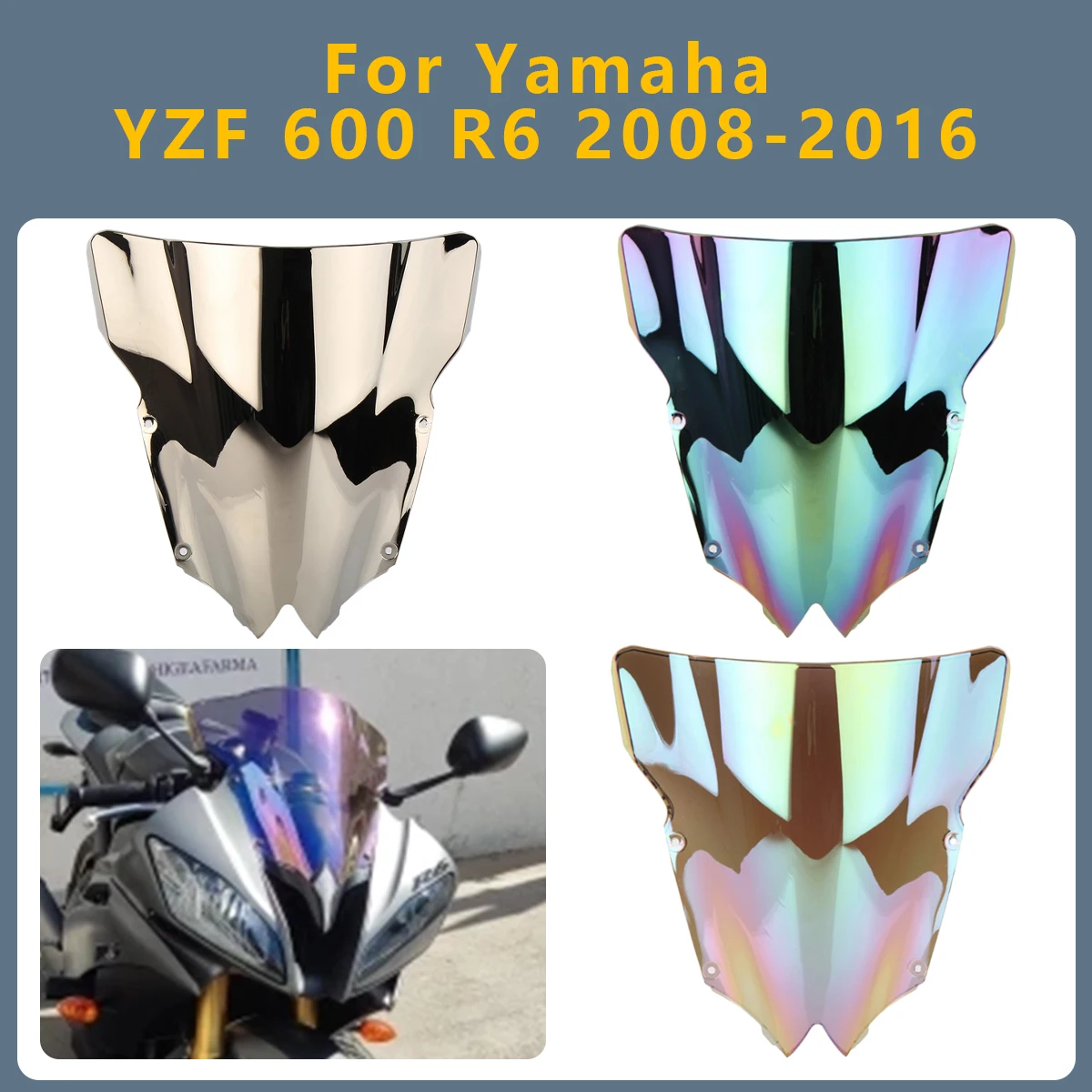 

Motorcycle Windscreen Covers Screen Motorbikes Deflector Windshield For Yamaha YZF 600 R6 2008-2016 YZF600 YZFR6 YZF-R6 YZF-600
