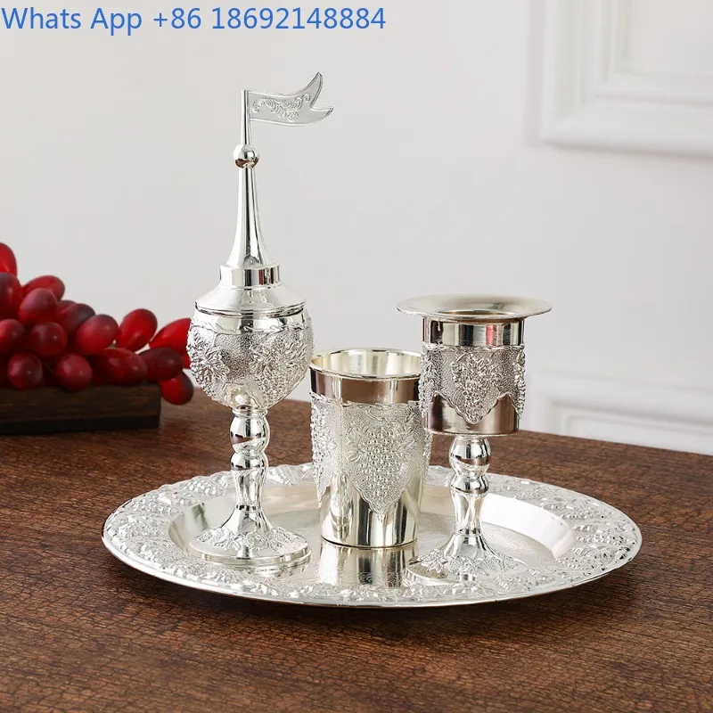 

European Retro Creative Light Luxury Metal Home Decor Set of Four Pieces Wine Set Jug Cup Gift