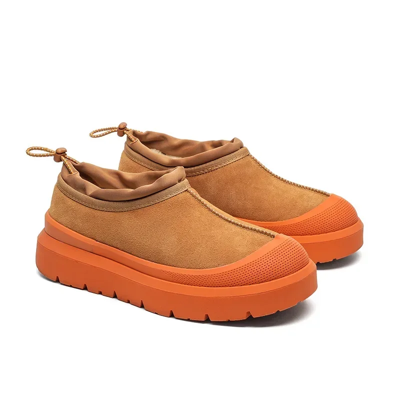 2026 Winter Thick-slip-on Snow Boots, Faux Suede Color-block Thick Sole Fleece Lined Warm Mules, Outdoor Anti-slip Shoes
