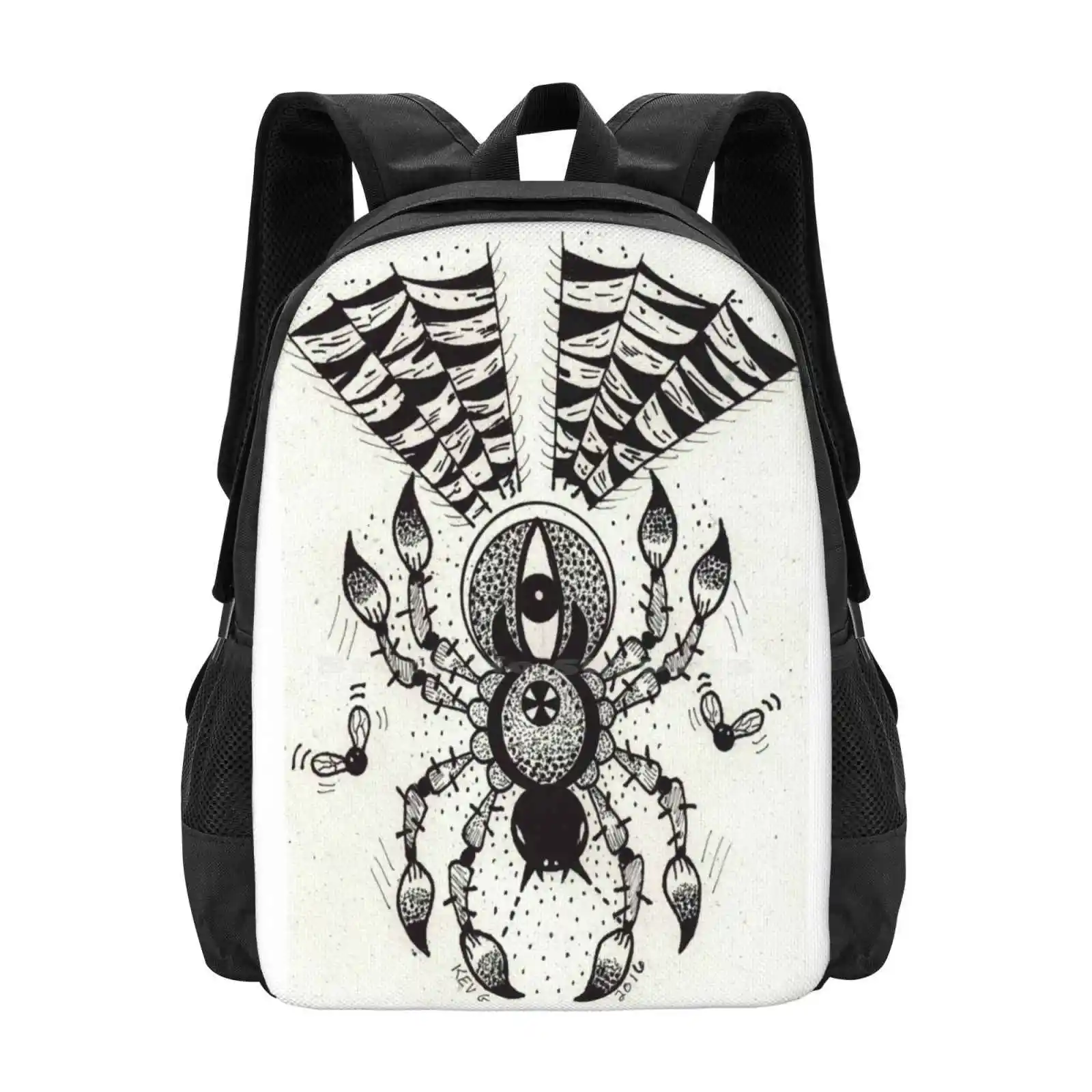 Black Spider-Art By Kev G Hot Sale Backpack Fashion Bags Spider Tattooed Traditional Inked Lady Girl Punk Horror Freakshow