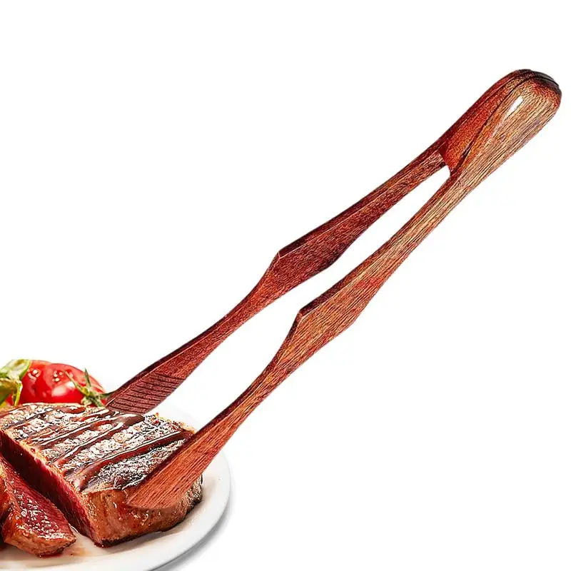 1Pcs Bamboo Cooking Kitchen Tongs Food BBQ Tool Salad Bacon Steak Bread Cake Wooden Clip Home Kitchen Utensil