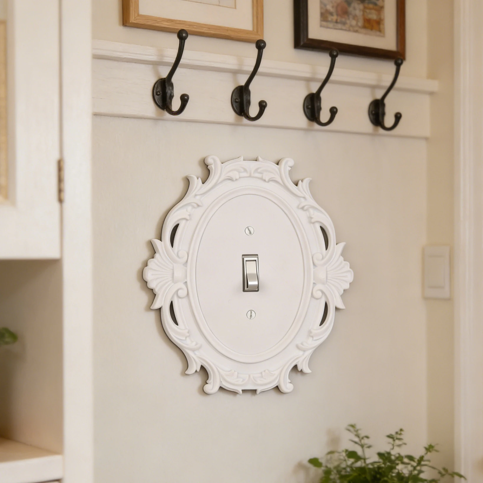 Cross-Border Retro French Carved Oval Switch & Outlet Cover For Luxury Style Home Wall Decor Scenario