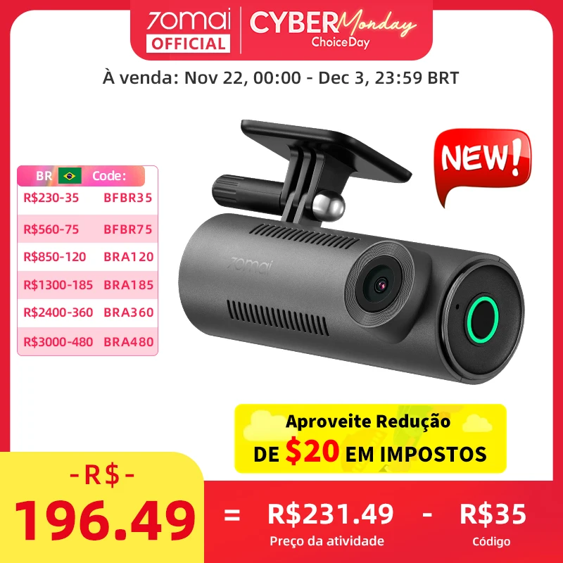 2024 novo 70mai traço cam m310 novo 1296p visão noturna f2.0 abertura 70mai m310 carro dvr 24h monitor de estacionamento wifi & controle app