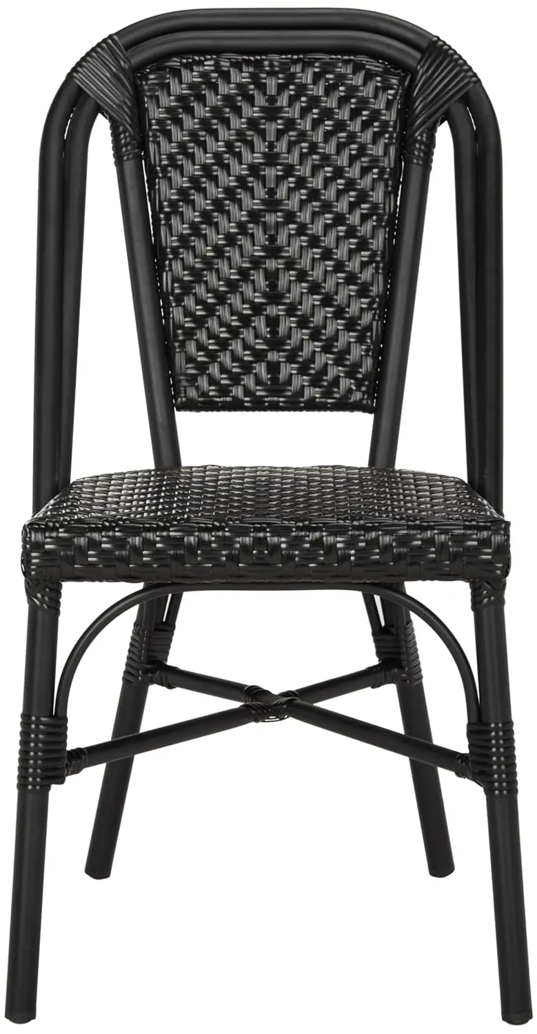 Outdoor Stacking Side Chair Patio Garden Weather-Resistant Metal Frame Black, Customized