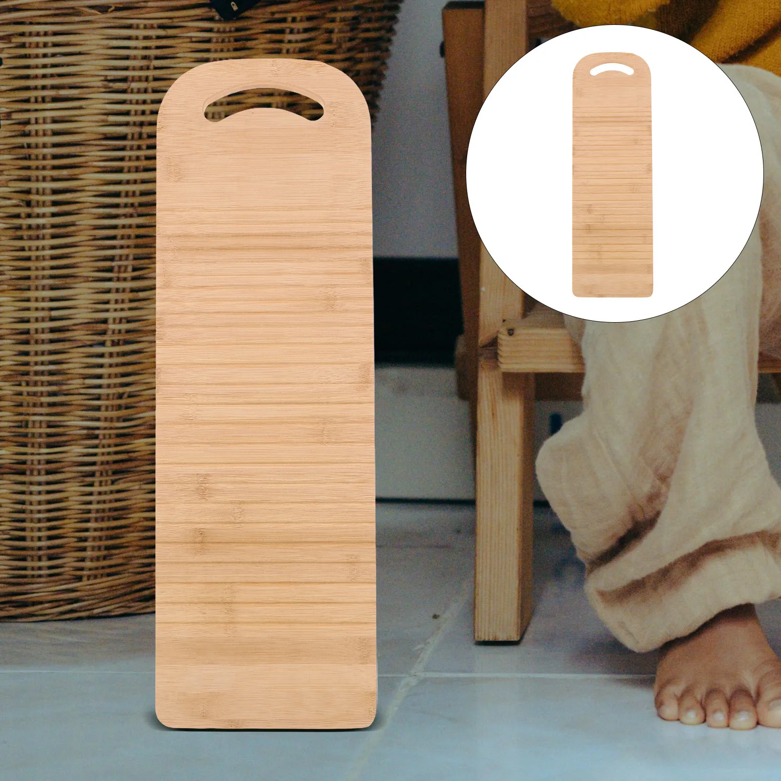 

Bamboo Laundry Board For Hand Washing Clothes, Durable Rectangle Manual Scrubbing Tool, Portable Handheld Wooden Cleaning