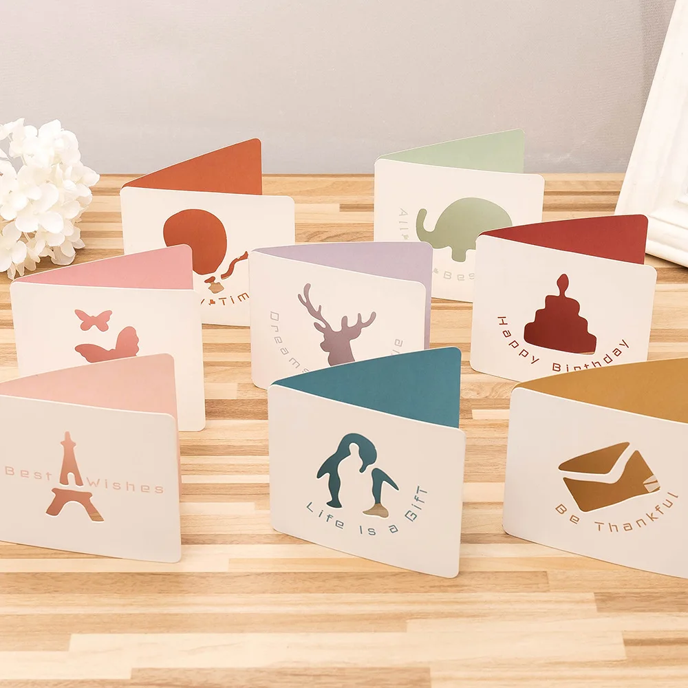 

8 Styles Creative Greeting Card DIY Gift Wishing Cards Message Card For Christmas Wedding Birthday Festive Party Greeting Card