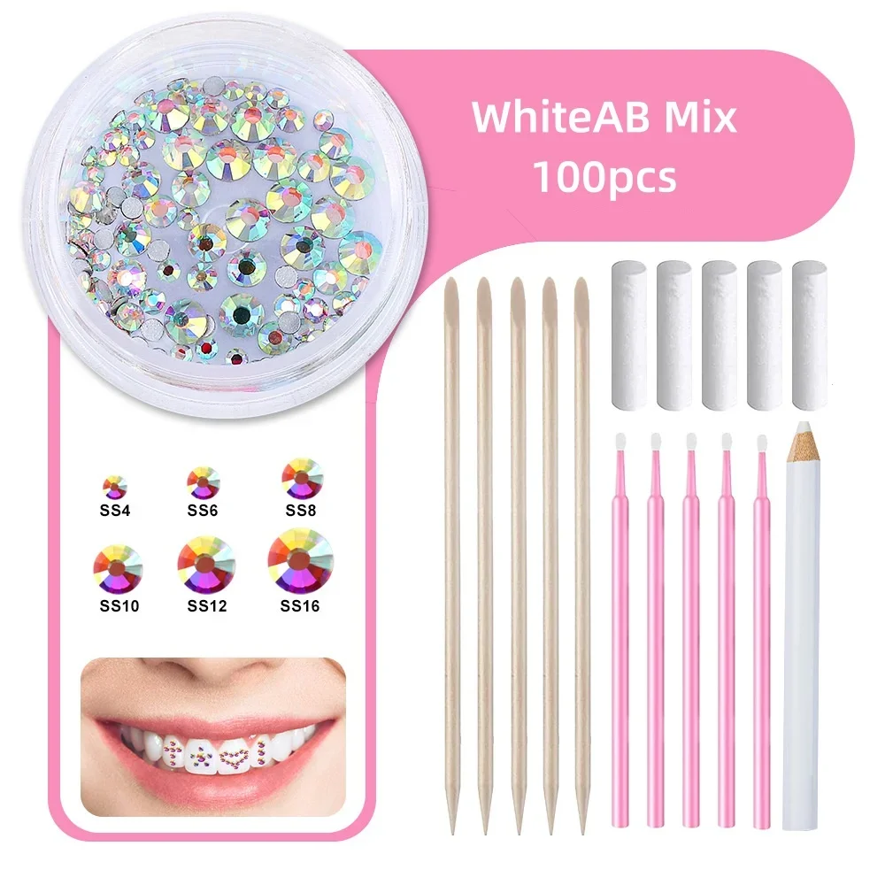 1set Zahn Edelstein Dekoration Dental Zähne Ornament Glas Diamant Geformt Ornament Diy Werkzeuge Party Verwenden Einfache Anwendung für anfänger