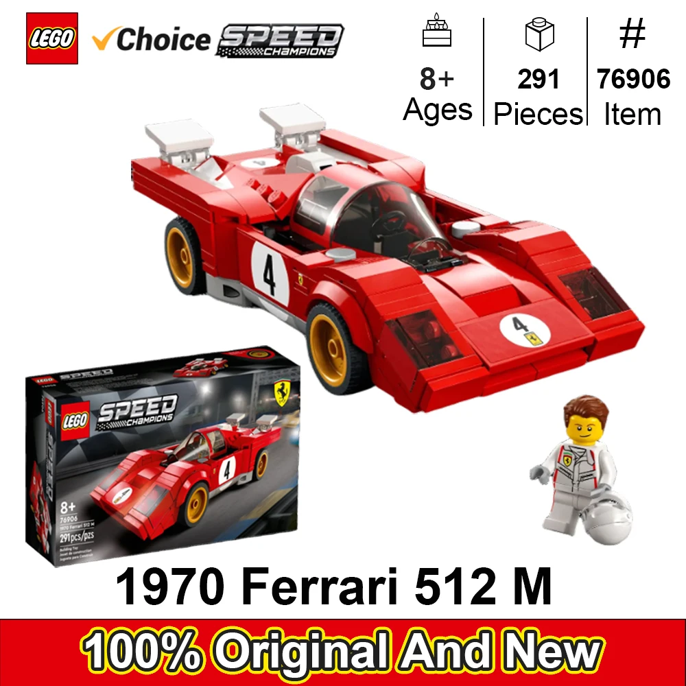 LEGO 76906 Speed Champions 1970 Ferrari 512M Building Set, Model Building Kit with Race Car Driver Minifigure 291 PCS