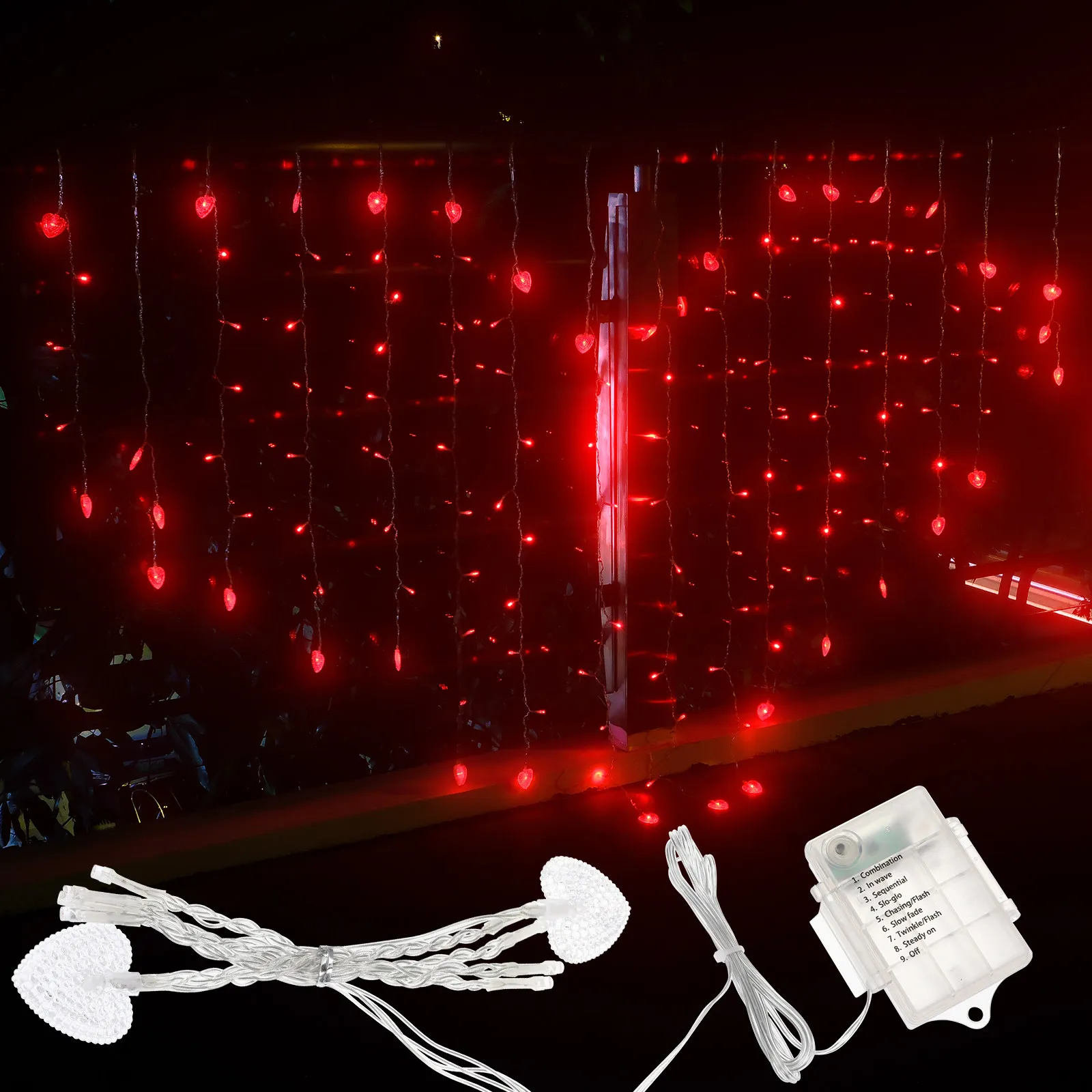 

Heart Shape Curtain Light LED String Window Lights Wedding Party Bedroom Garden Decor Romantic Valentine Festival Curtain LED