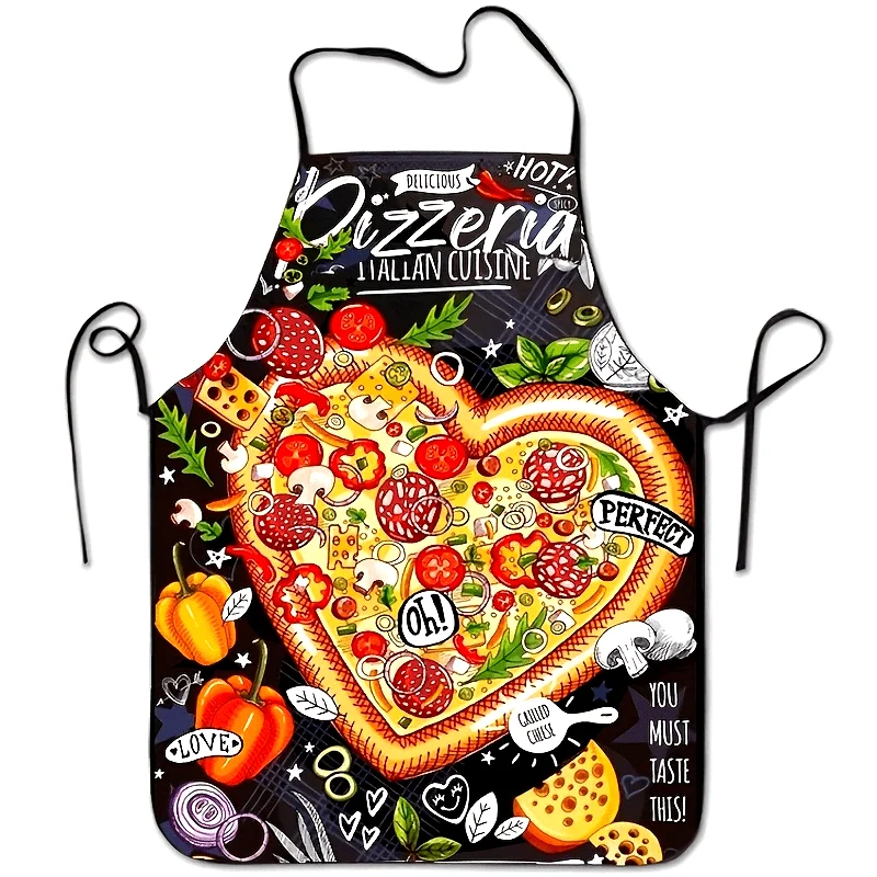 1pc Heart Shaped Pizza Apron Italian Cuisine Kitchen Cooking Baking Gift For Foodie Love Chef Wear Delicious Design