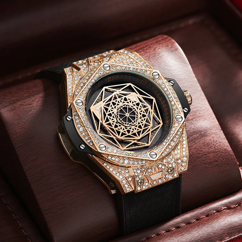 

Stainless Steel New Diamond Totem Skeleton Luminous Waterproof Precision Silicone Strap Self-Wind Automatic Watch for Men