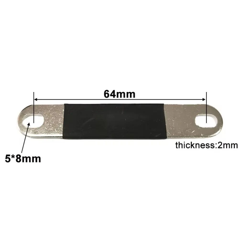 Nickel Plated Copper LiFePO4 Battery Busbar 38mm 64mm Spacing M4 Screw Hole Battery Busbar Connector 2mm Thickness