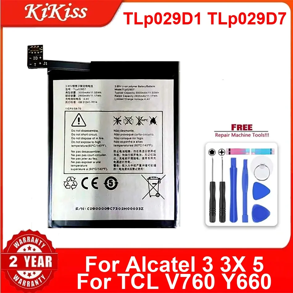 

Перезаряжаемая батарея высокой емкости Tlp029d1 Tlp029d7 для мобильного телефона Alcatel 3 3X5 Tcl V760 Y660 3000 мАч