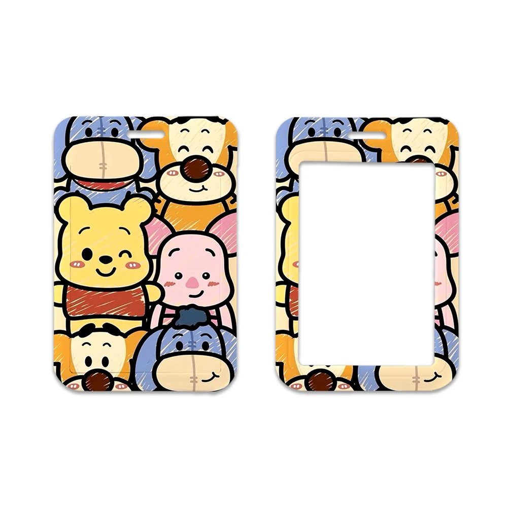 Porte-cartes personnalisé pour enfants, motif de dessin animé, ours ourson mignon, Winnie School Student Keychain, étui pour cartes de bus