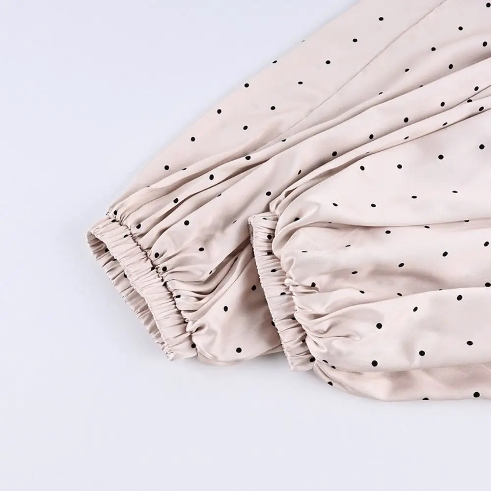 Satin Polka Dots Long Pants Harem Pants Breathable Women's Wide Leg Trousers Lazy Style Casual Straight-Leg Pants for Women