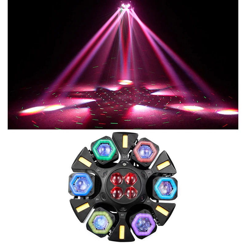 1/2PCS 200W 6-Arm Bee Eye Beam Moving Head Light CREE LED Laser Strobe DMX512 Sound Activated for Bar KTV Disco Party Nightclub