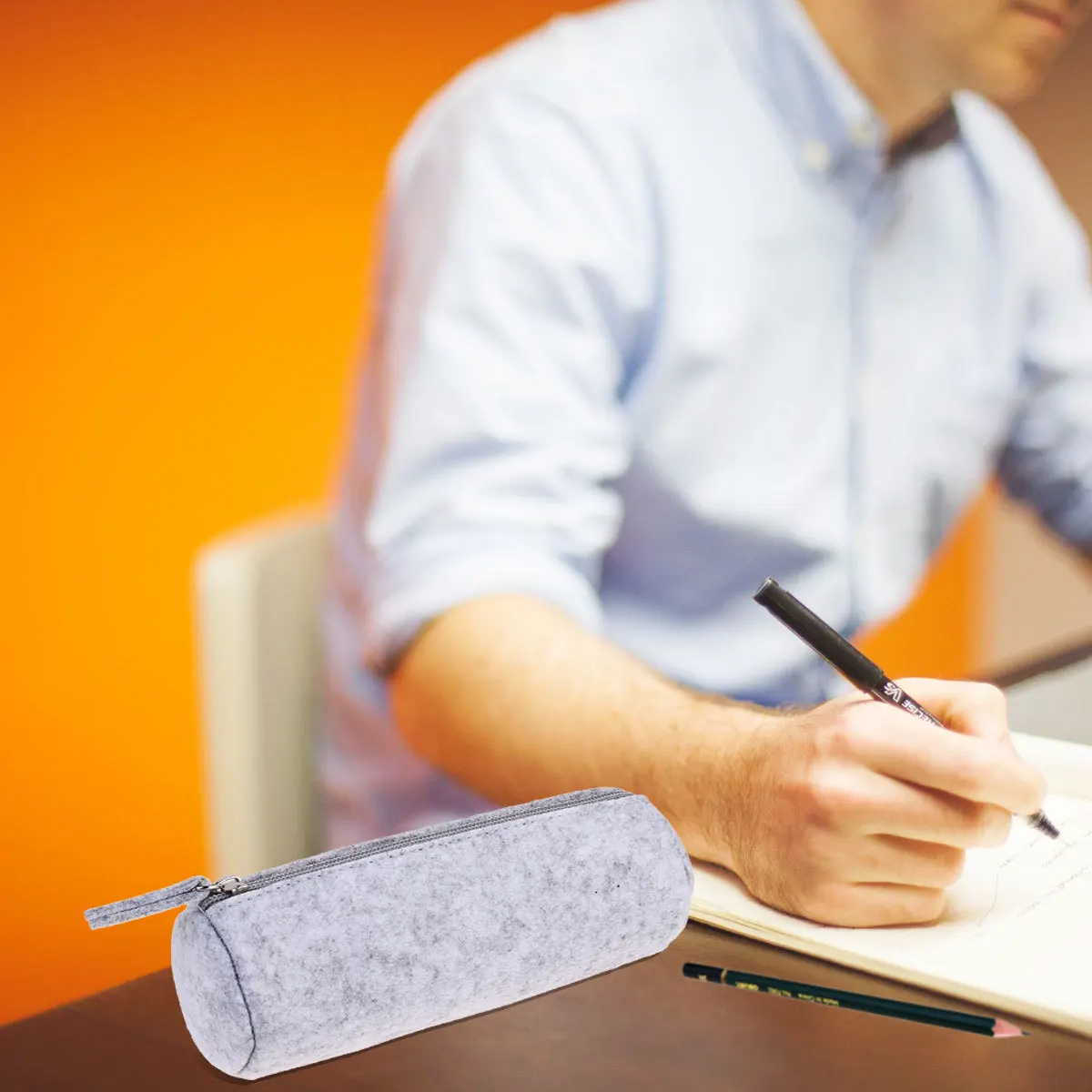 4pcs Pencil Case Pen Organizer Felt Stationery Bag For School Office Supplies Multi-Use Pouch Zipper Closure Scratch