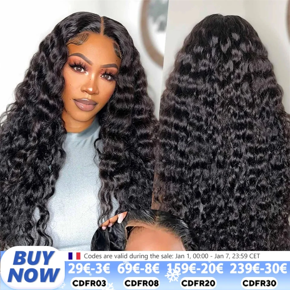 200 Density 6x4 5x5 Glueless Wig Human Hair Wigs Deep Wave Water Wave Curly 7x5 9x6 Lace Closure Human Hair Wigs For Women