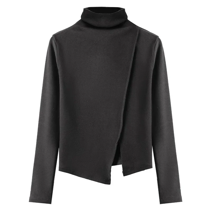 Micron German velvet half turtleneck bottoming shirt for women in autumn and winter with velvet long sleeves