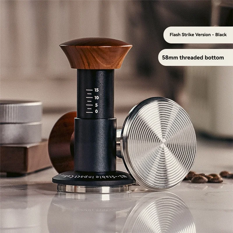 A66Z Coffee Tamper Espresso Tamper With Calibrated Spring Loaded Tamper With Ripple Base Coffee Distributor Tool