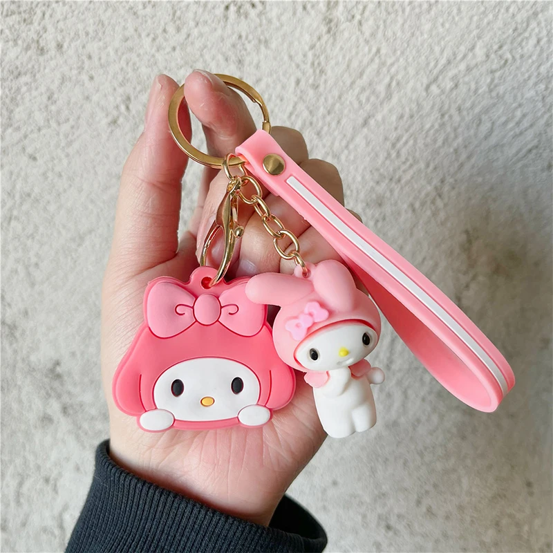 Sanrio Pochacco Keychain Silicone Cute Key Case Pompom Purin Cinnamoroll Kawaii Hello Kitty Control Keychain