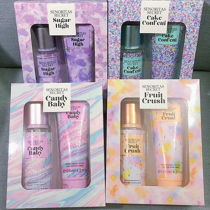 

Senoritas Secret Perfume Body Cream & Fragrance Fruit Crush Spray Set Long-last Rich Scent Hydrating Moisturizer Bestseller Gift