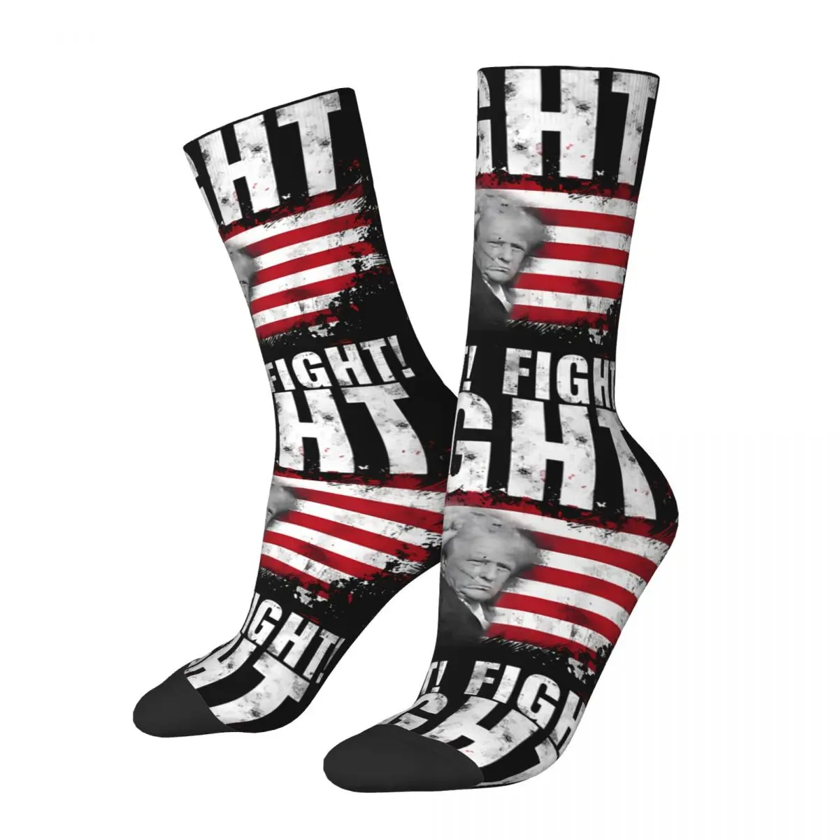 Funny Happy Donald Trump Fight Fighting Fighters Trump Shot Fight Trump Supporters American Men Women Men's Socks Retro Harajuku