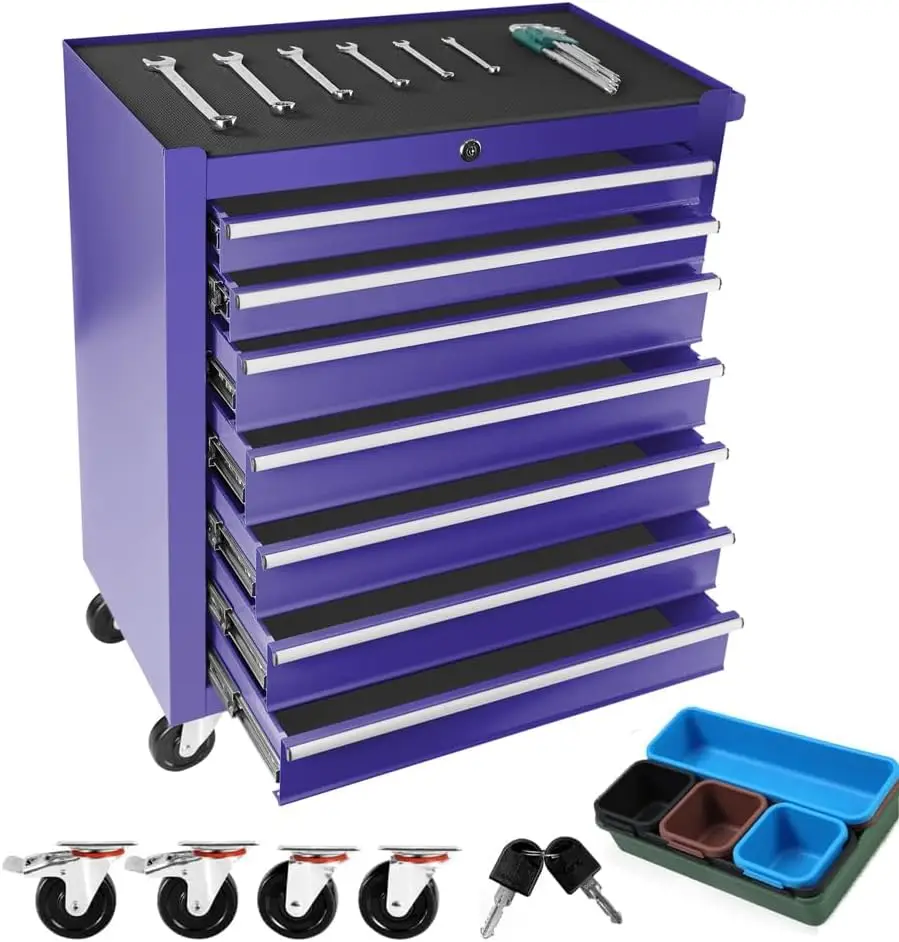 Metal Rolling Tool Box With 5 Layer Drawer Tool Box With Wheels Cart Mechanic Tool Storage Cabinet For Garage Workshop Warehouse