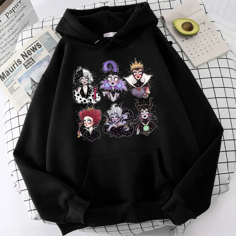 Funny Gothic Villains Women's Hoodie Harajuku Kuila Villain Bad Girl Printed Cute Cartoon Hoodies y2k Tops Women's Clothing