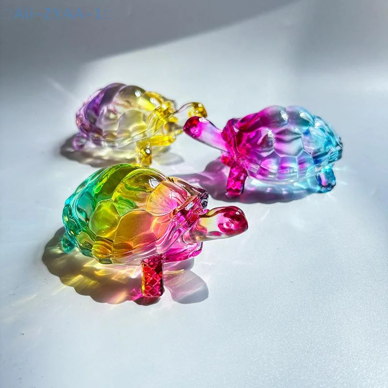 【ZYAA-1】Glass Simulation Small Turtle Ornaments Glass Golden Turtle Home Fish Tank Landscaping Auspicious Decorations