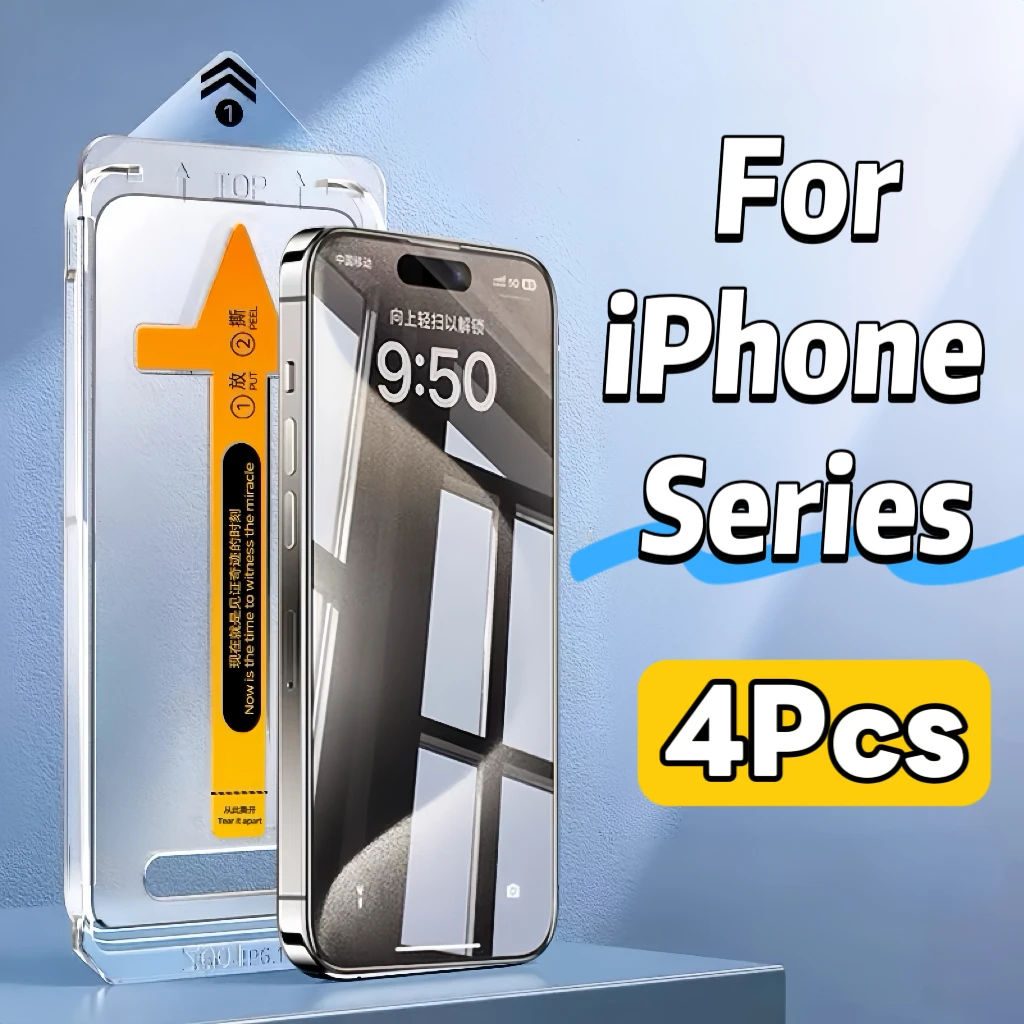 

Защитная пленка из закаленного стекла 9H HD для серии iPhone, 4 шт., ультрапрозрачная, устойчивая к царапинам, простая в установке