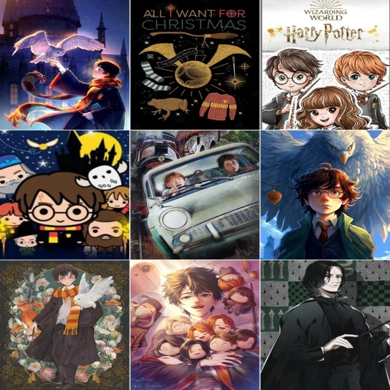 Pintura de diamante 5D DIY de dibujos animados de Harry Potter, arte, búho mágico, Castillo, mosaico, punto de cruz, regalo hecho a mano, decoración del hogar