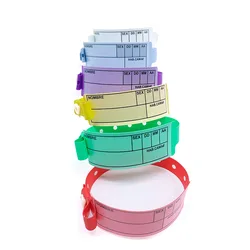 100pcs Count Cheap Waterproof Soft PVC Wrist Band,Custom Plastic Bracelets, Vinyl Writable ID Wristbands