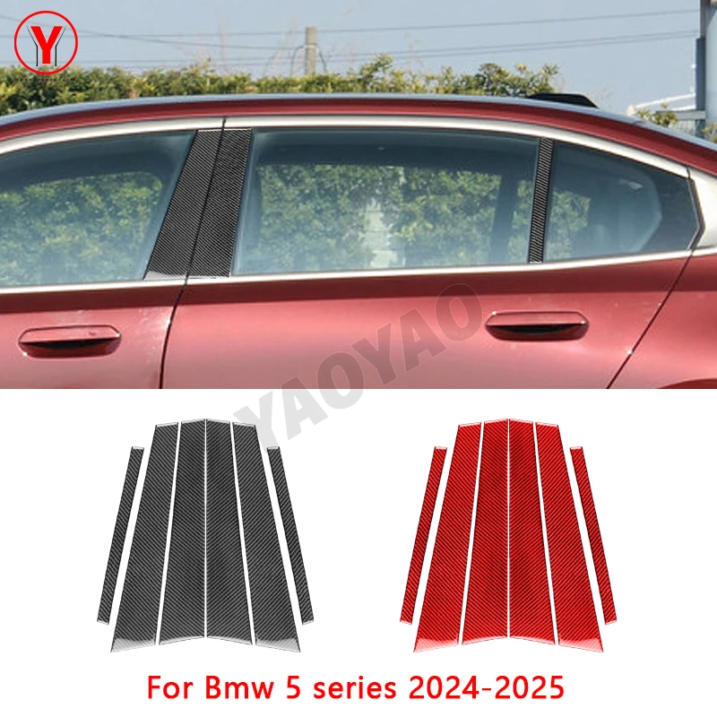 

Carbon Fiber Exterior Door B-pillar Panel Trim Cover Car Accessories Decoration Sticker For BMW 5 Series i5 G60 G68 2024 2025