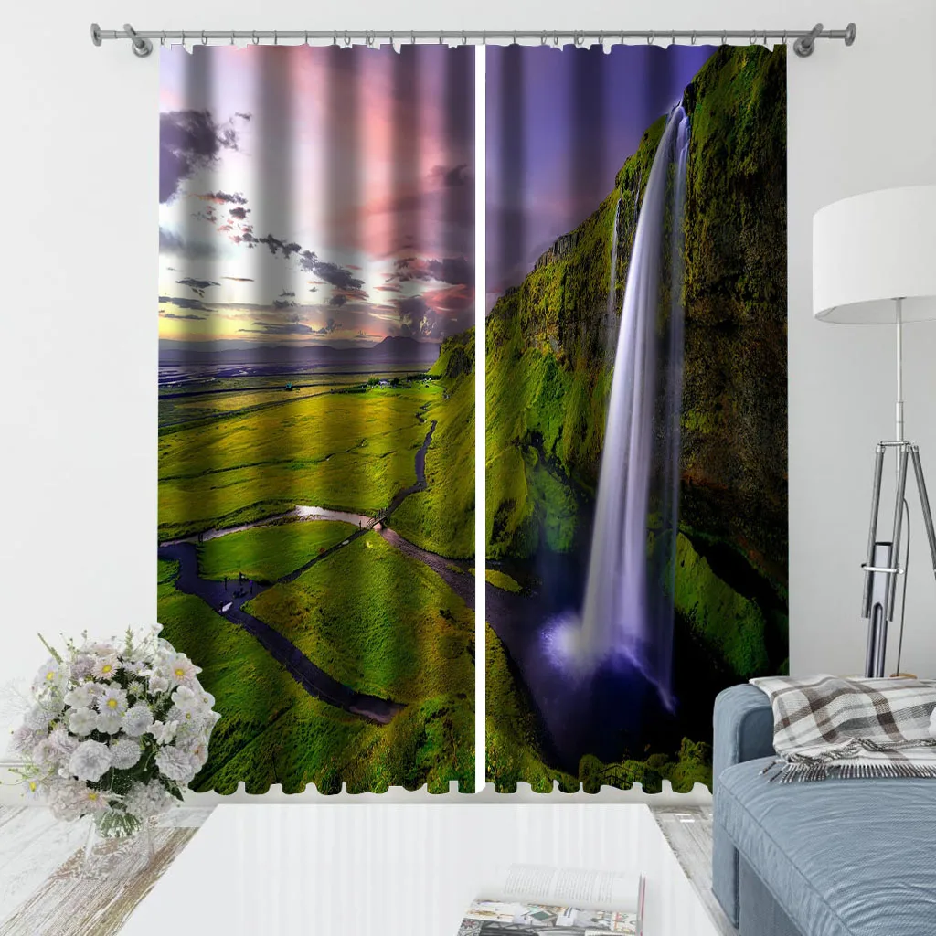 Bedroom living room windproof thickening blackout fabric waterfall curtains soundproof windproof curtains