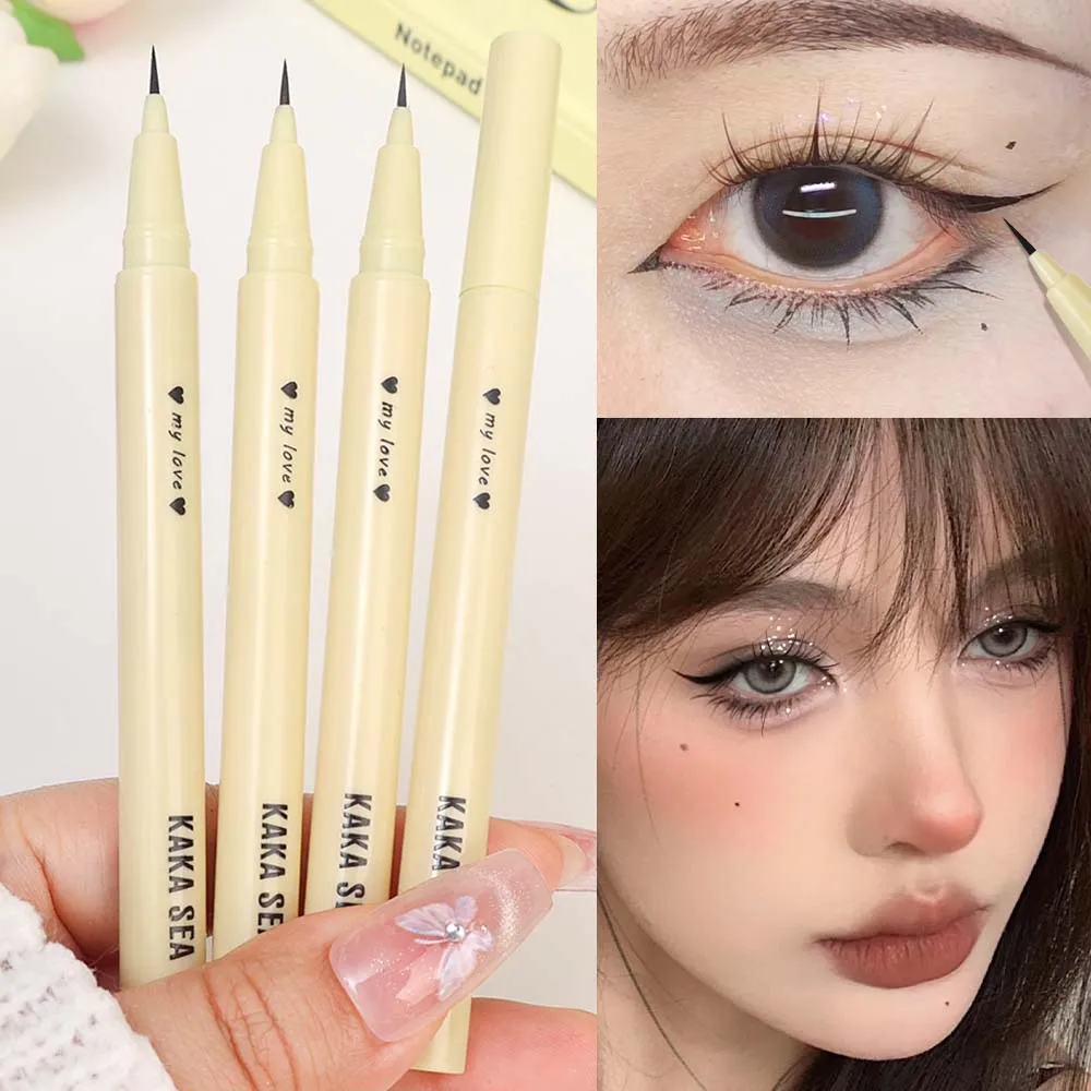 Ultra-Fijne Vloeibare Eyeliner Pen 0.01Mm Waterdichte Langdurige Gladde Eyeliner Wimper Potloden Niet Vlekkerige Liggende Zijderups Make-Up