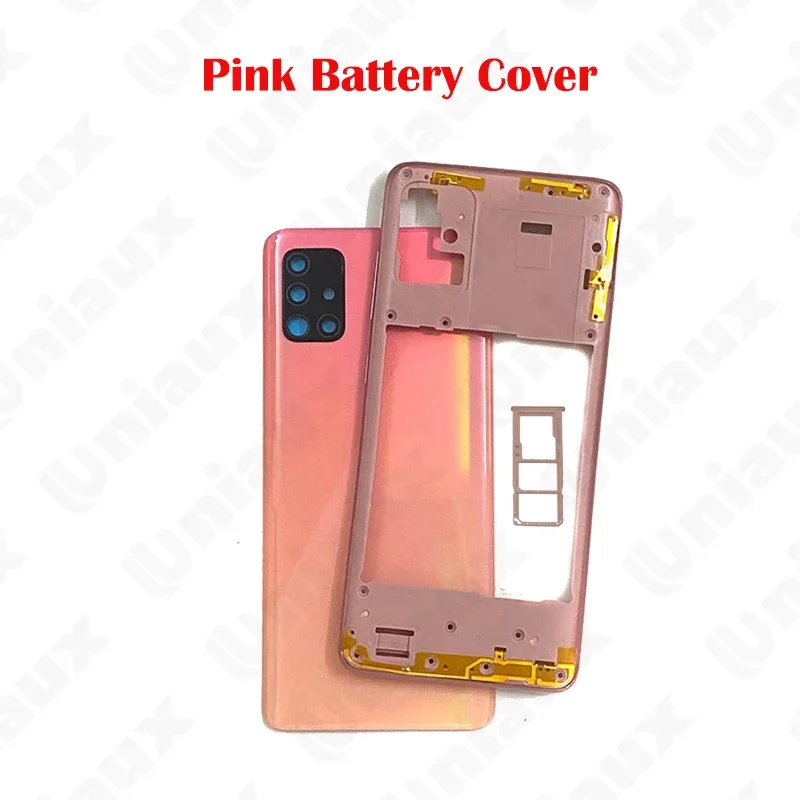 For Samsung Galaxy A51 A515 A515F A515FN Battery Back Cover A51 Plastic Housing Case Middle Frame Chassis Volume Side Key