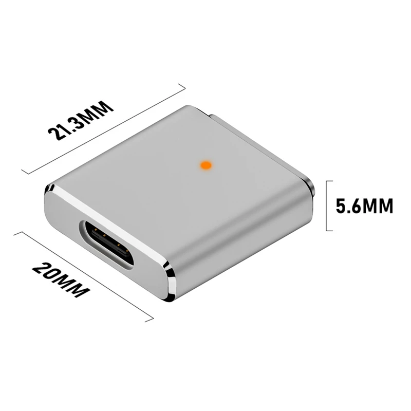 Adaptador substituível para Magsafe 3, fêmea tipo C para 5Pin, alta saída de potência, adaptador 100W com LED para Pro