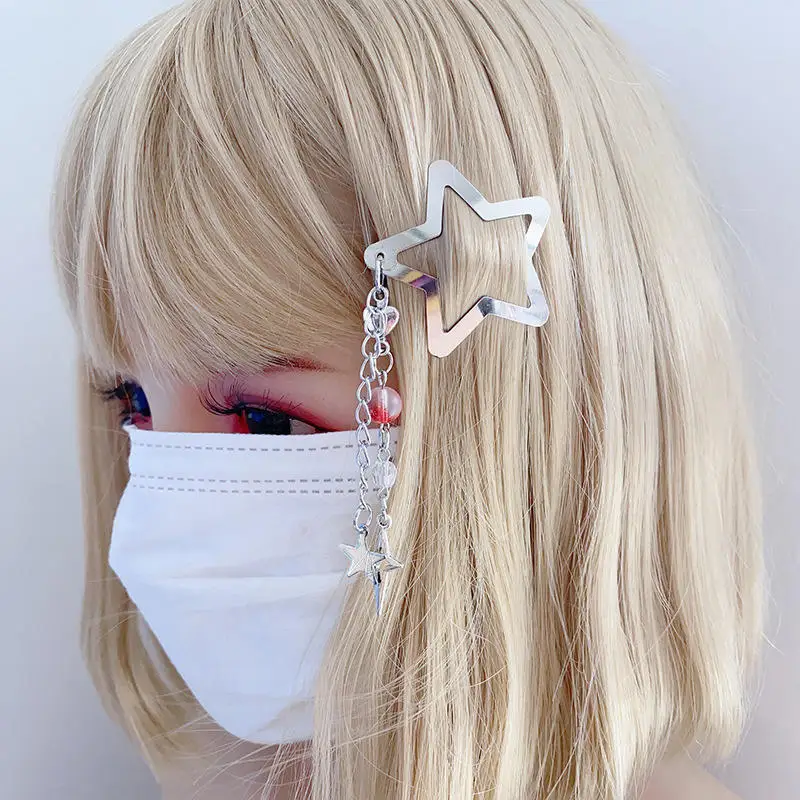 Pinces à cheveux pendantes à franges en forme d'étoile, 2/10 pièces, épingle à cheveux pour femmes et filles, Punk, pentagramme en métal BB, Barrettes, accessoires pour cheveux