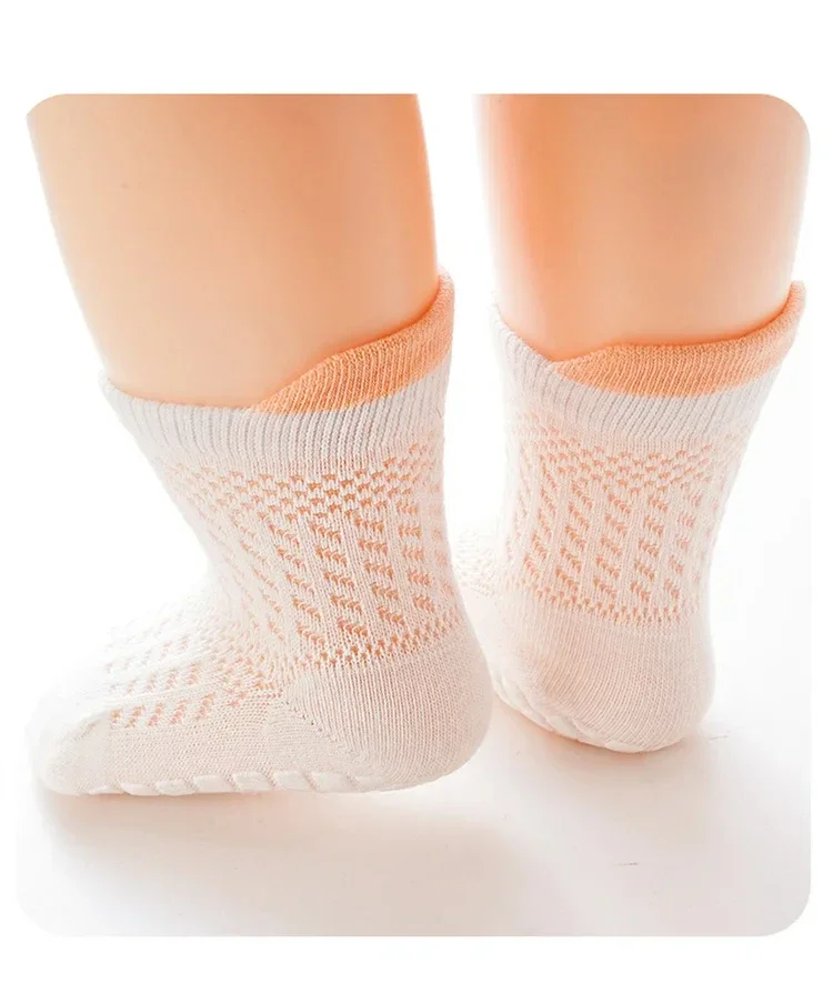 3pairs/lot 6 Colored Of Net Eye Non-slip Baby Girl Sock Hollow-out Breathable Thin Infant Girl Cotton Socks Children\'s Socks Kit