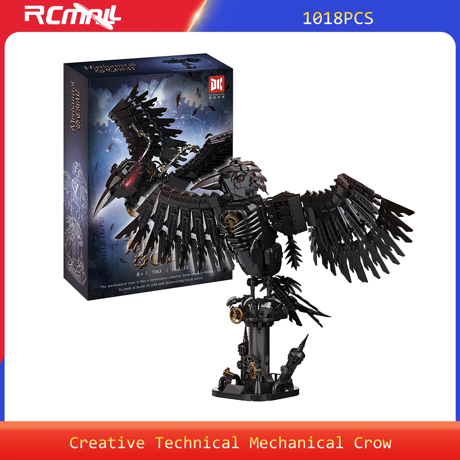 Creative Technical Mechanical Crow Animal World Building-Blocks Birds Model Kit Assembly Bricks for Birthday Gifts 1018PCS