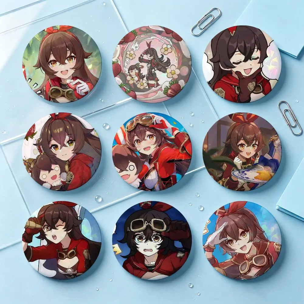 Amber Genshin Impact Badges 25 32 44 58 75 Mm Round Cosplay Pin Bag Decor Fans Collect Friends Gifts Brooch Souvenir
