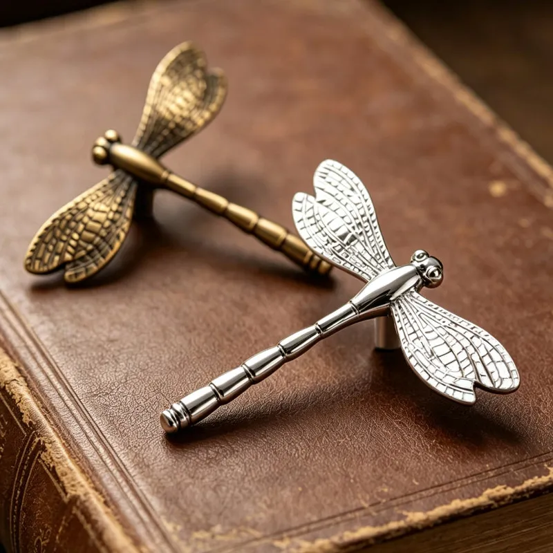 Dragonfly Shape French Pull Knob Vintage Cabinet Handle Wardrobe Cupboard Furniture Hardware Fitting Drawer Decoration Accessory