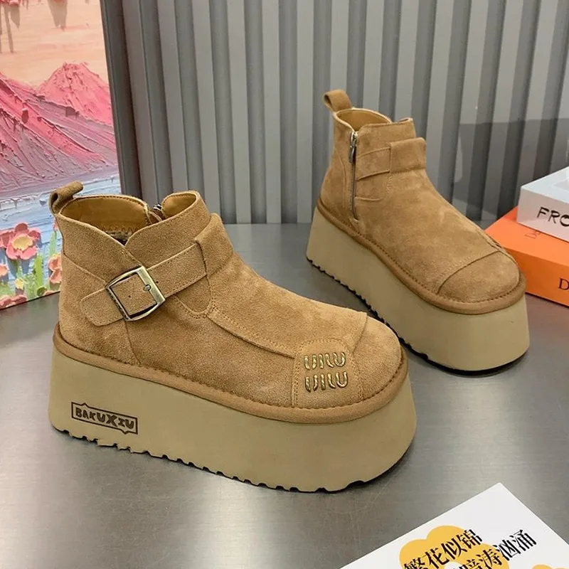 Snow Ankle Platform Boots Suede Women Shoes Casual Sneakers 2025 Winter Brand New Plush Warm Shoes Chelsea Sport Botas Mujer