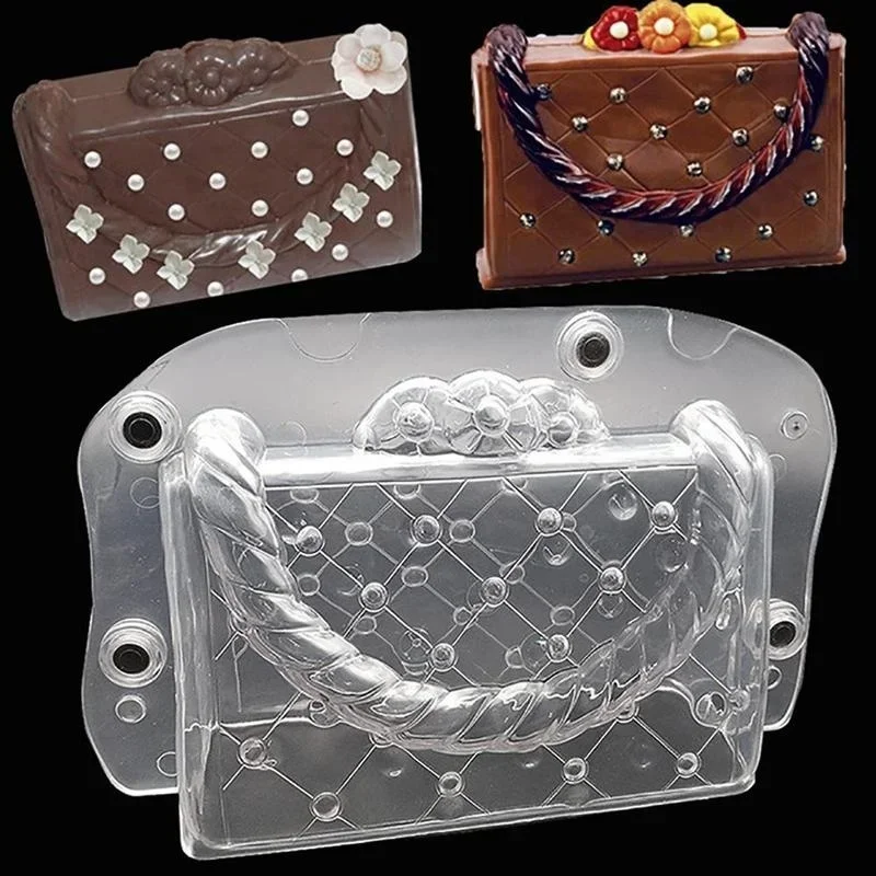 Bolsa de pastel hecha a mano 3D DIY para mujer, molde de Chocolate, bolsa de policarbonato de plástico, herramientas de decoración de pasteles con imán