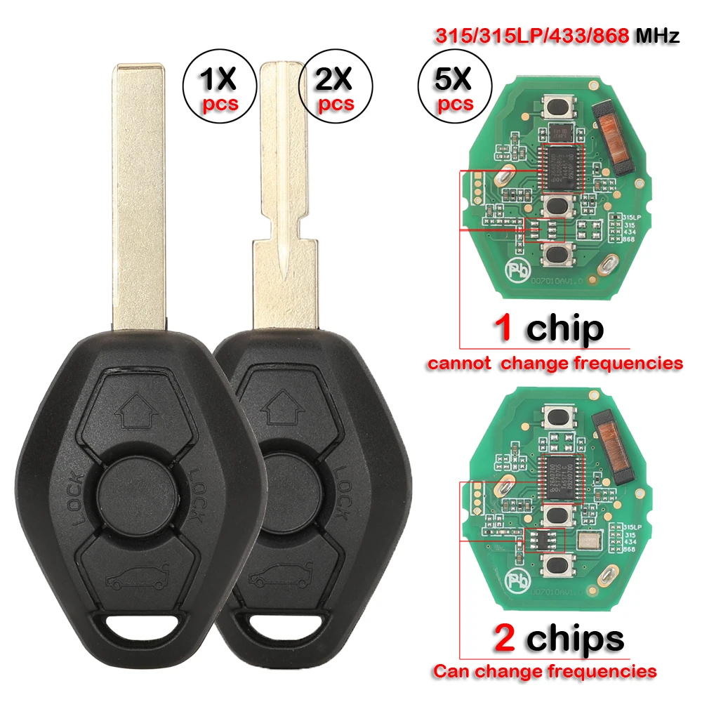 jingyuqin CAS2 System ID46 Chip /315/434/868MHz Car Remote Key 5WK49147 5WK49125 For BMW 1 3 5 X5 E46 E60 E61 E63 E64 E70 E87
